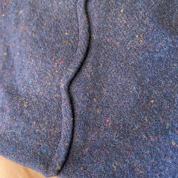 Talbots blue faux wrap wool blend mini skirt scalloped trim gold button sz 6 NWT - Picture 3 of 11